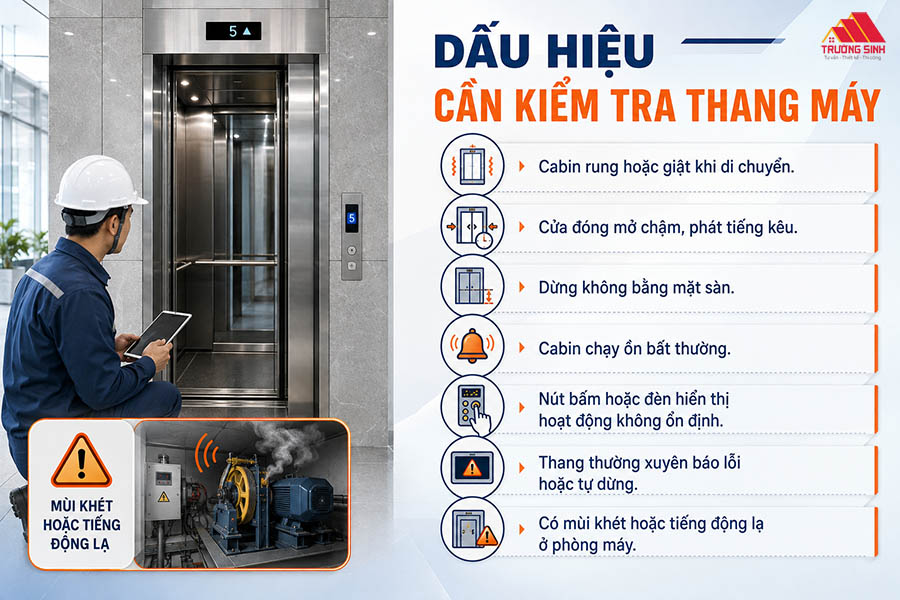 Những dấu hiệu cần kiểm tra thang máy